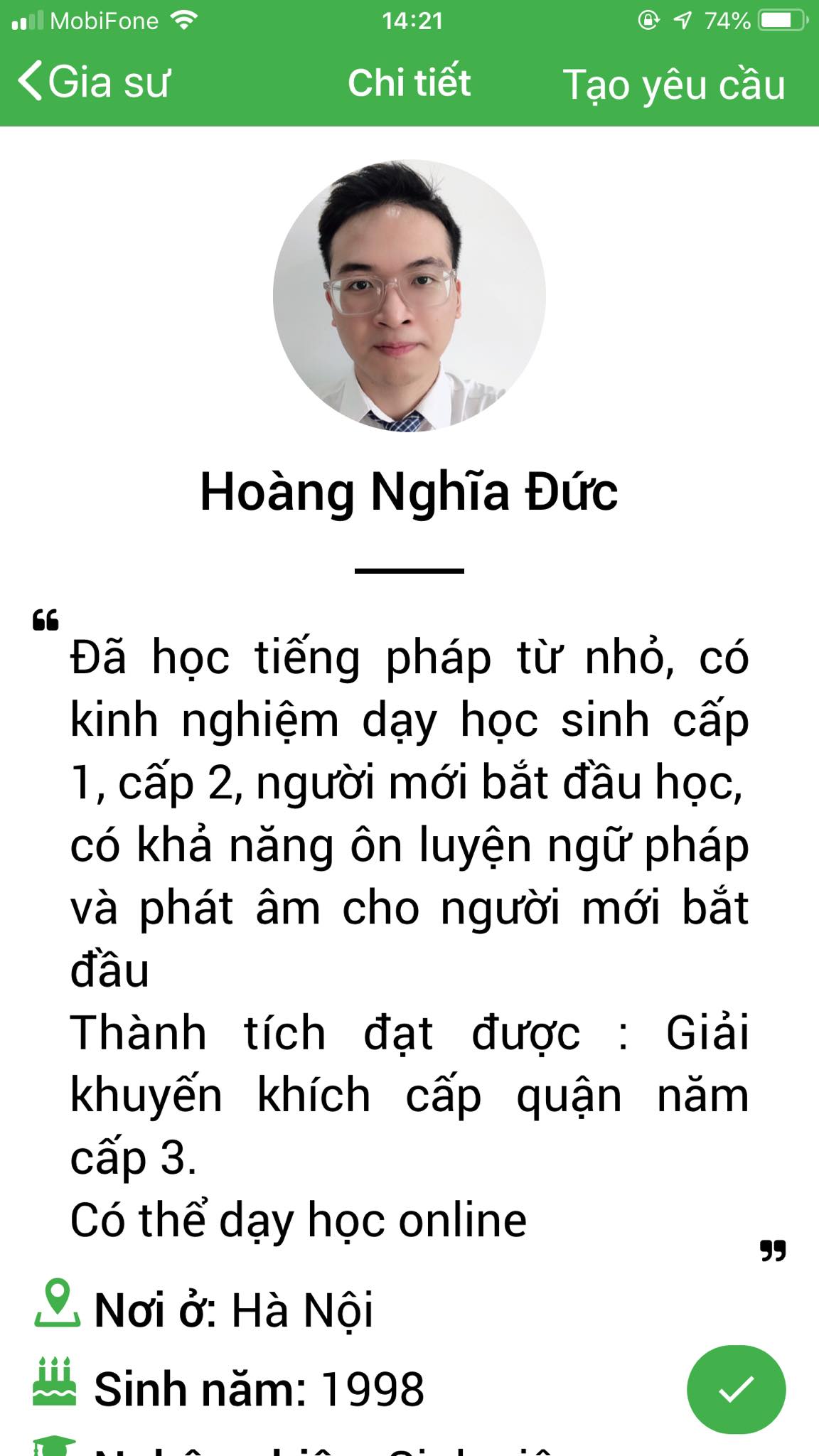 App Daykemtainha.vn tiếng Pháp Online